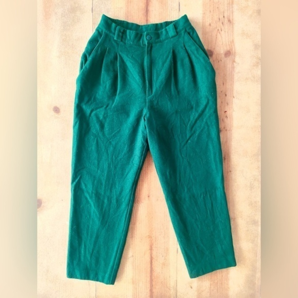 Vintage‎ 100% Wool Trousers, Hunter Green, petite size 6